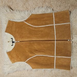 CAMEL LEATHER VEST     SIZE 10